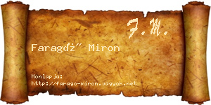 Faragó Miron névjegykártya